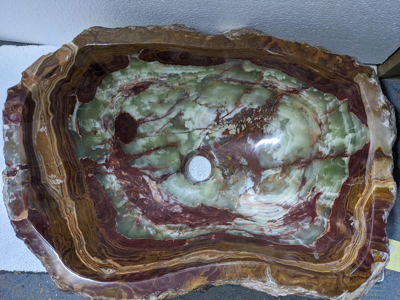 Marble Island Onyx Sink in Dark Brown and Multi-Green Onyx – view 6