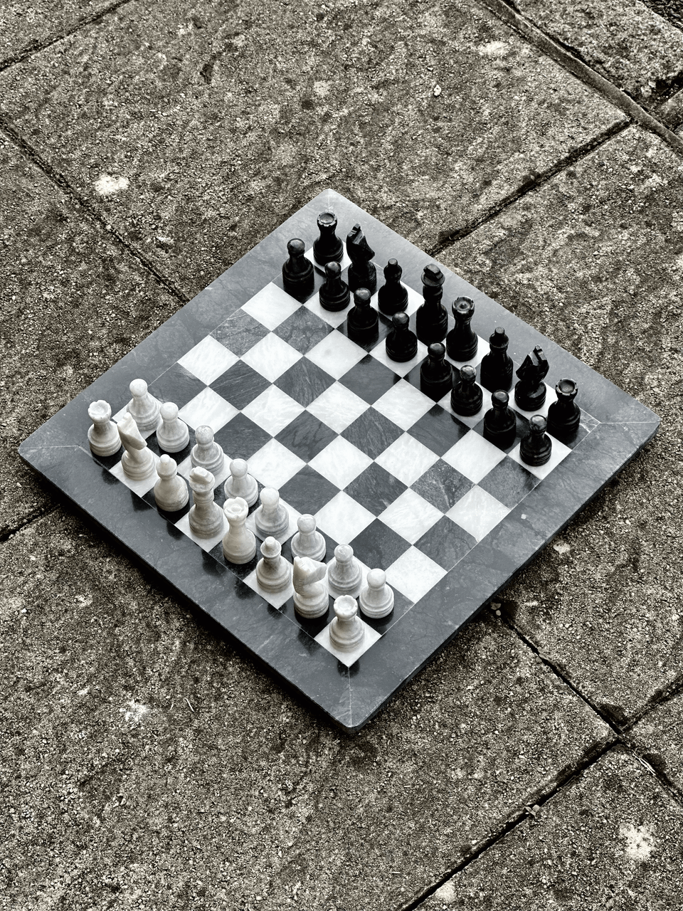 Black and White Onyx Marble Chess Set 15 Inches with Storage
