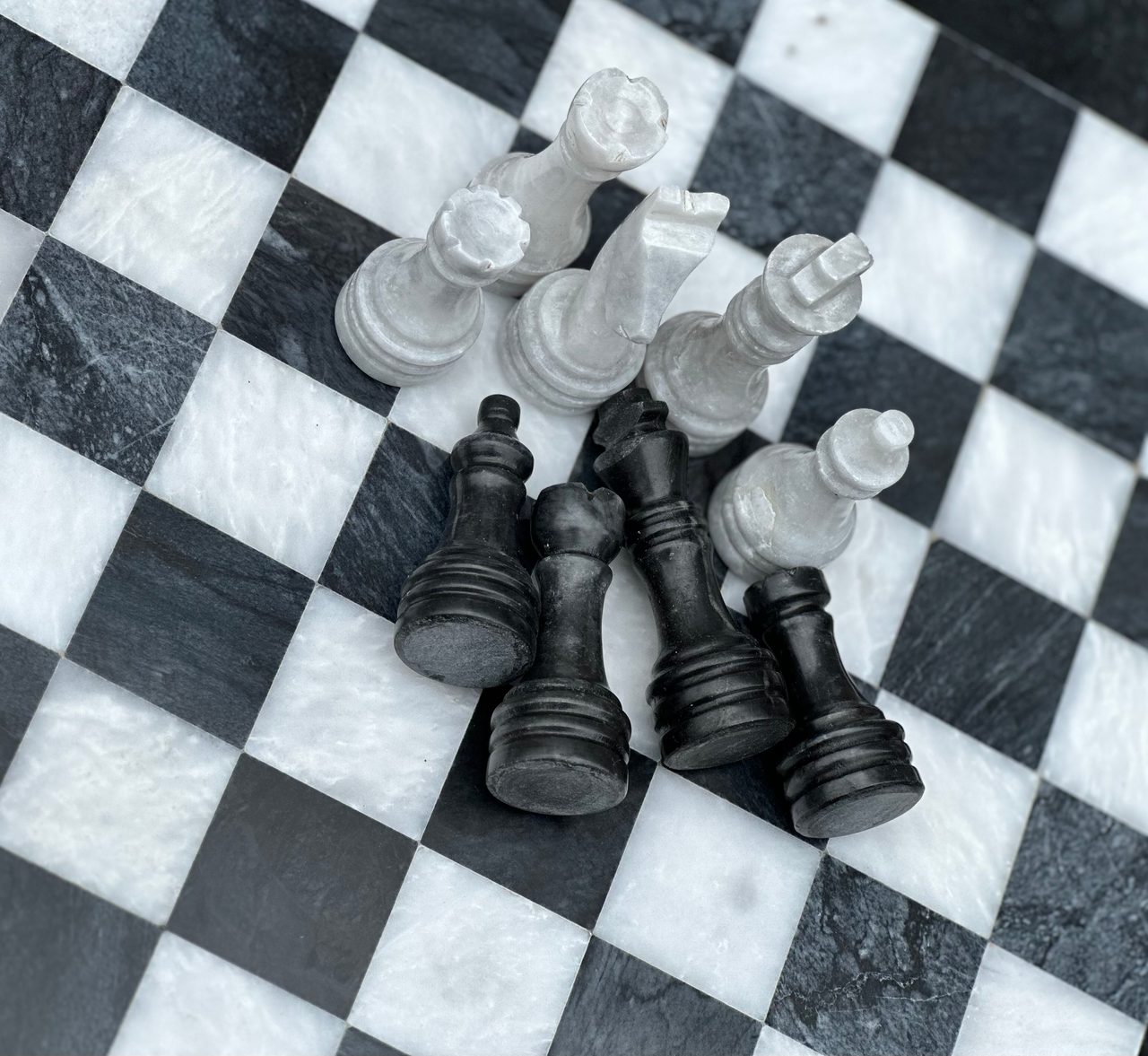 Black and White Onyx Marble Chess Set 15 Inches with Storage – view 5