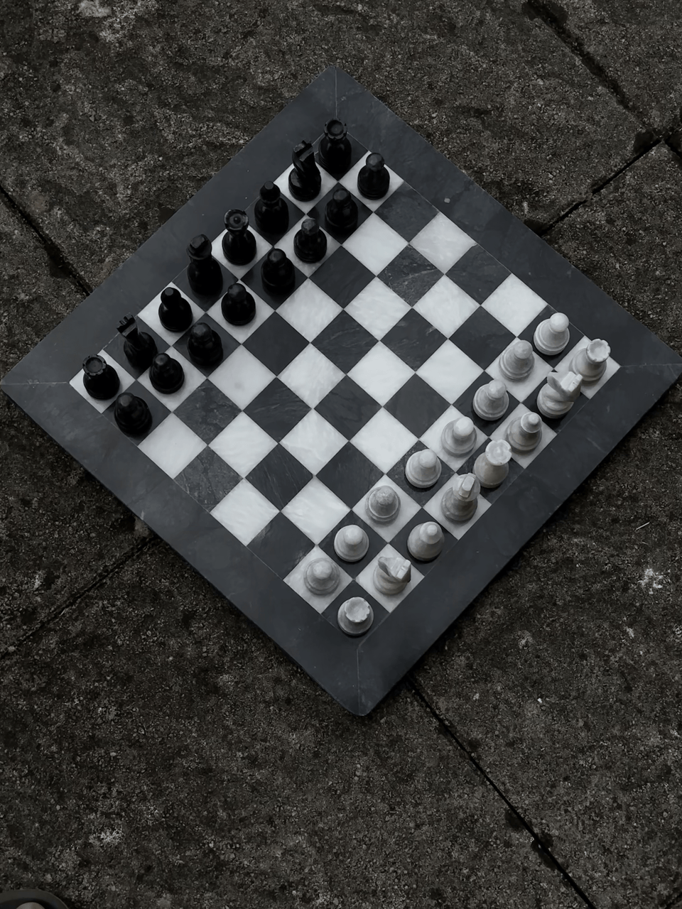 15 Inches Luxury Marble Chess Set - Black and White Onyx with Storage