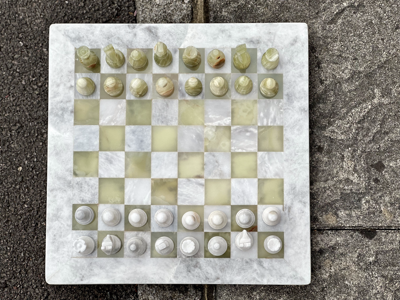White and Green Onyx Chess Set 15 Inches with Storage – view 7