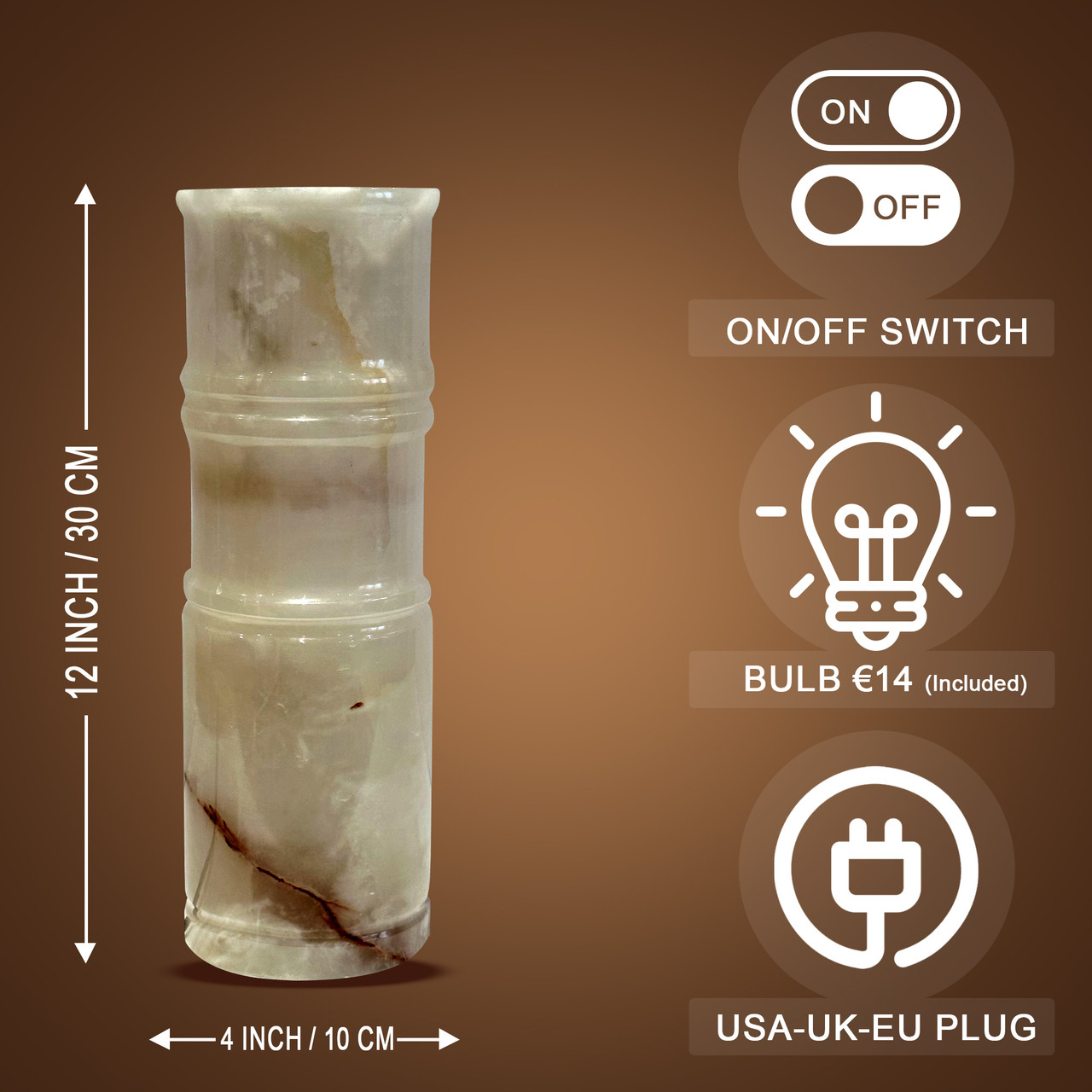 Marble Island Onyx Lamp Handcrafted - Luminary Bamboo – view 5