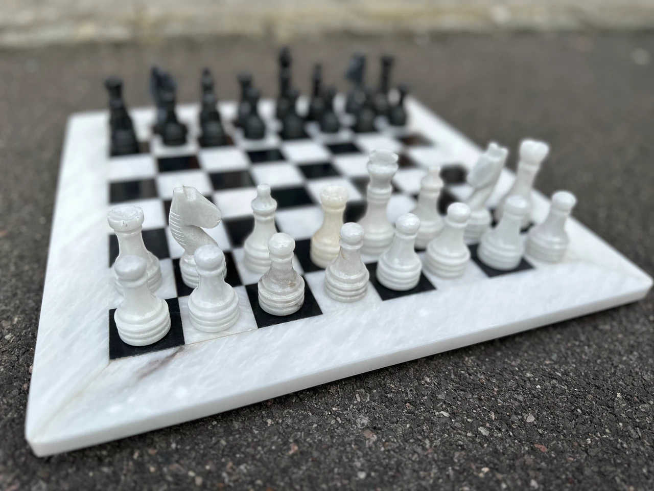 White and Black Marble Chess Set 15 Inches with Storage – view 5