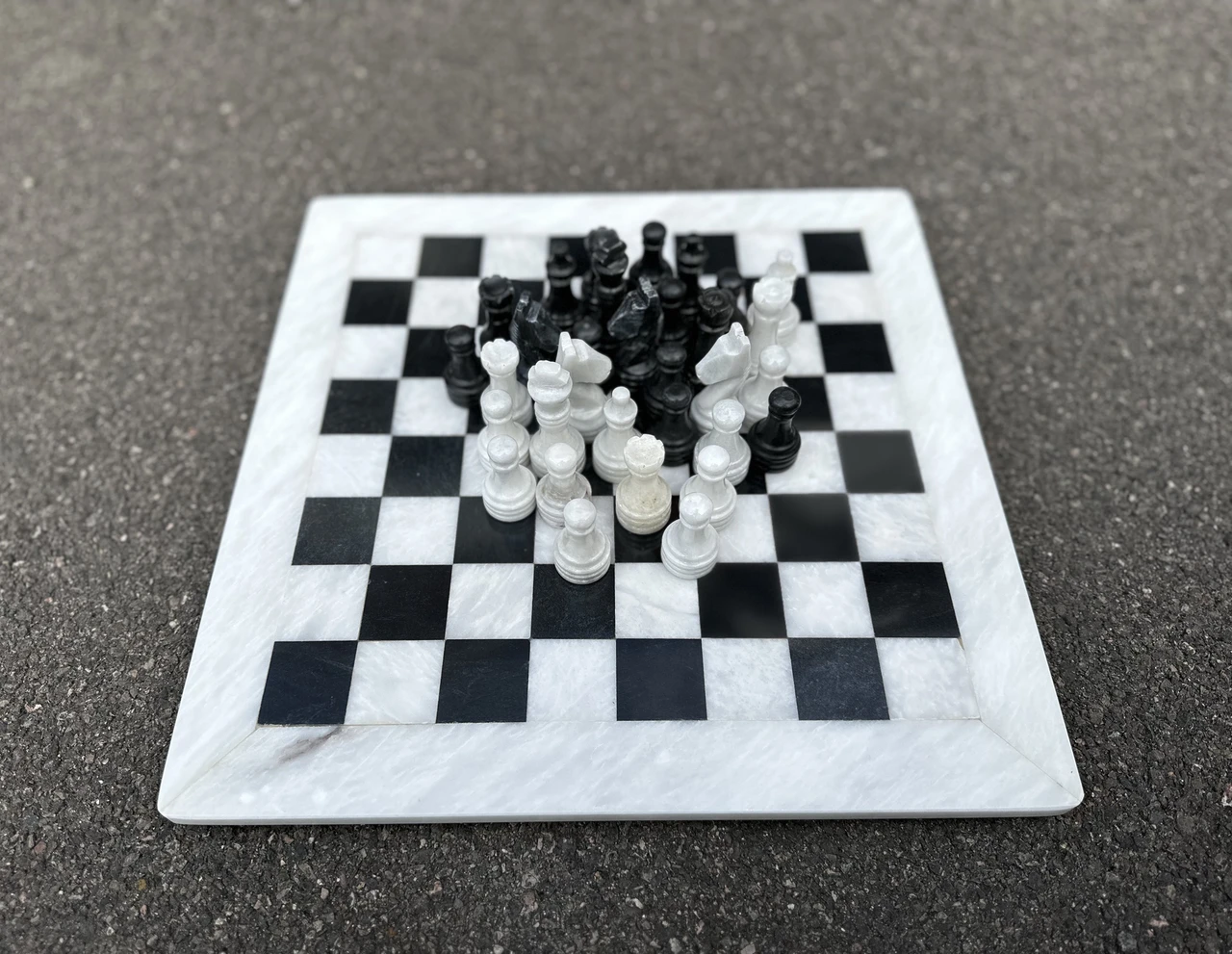 White and Black Marble Chess Set 15 Inches with Storage – view 7