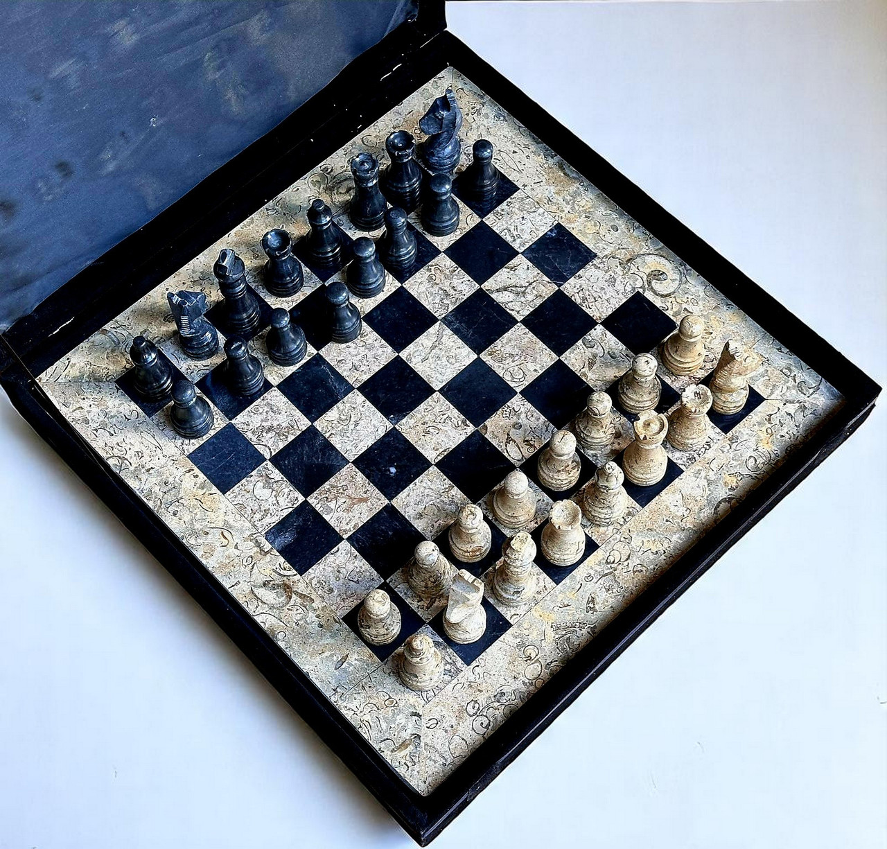 Fossil & Black Marble Chess Set 15
