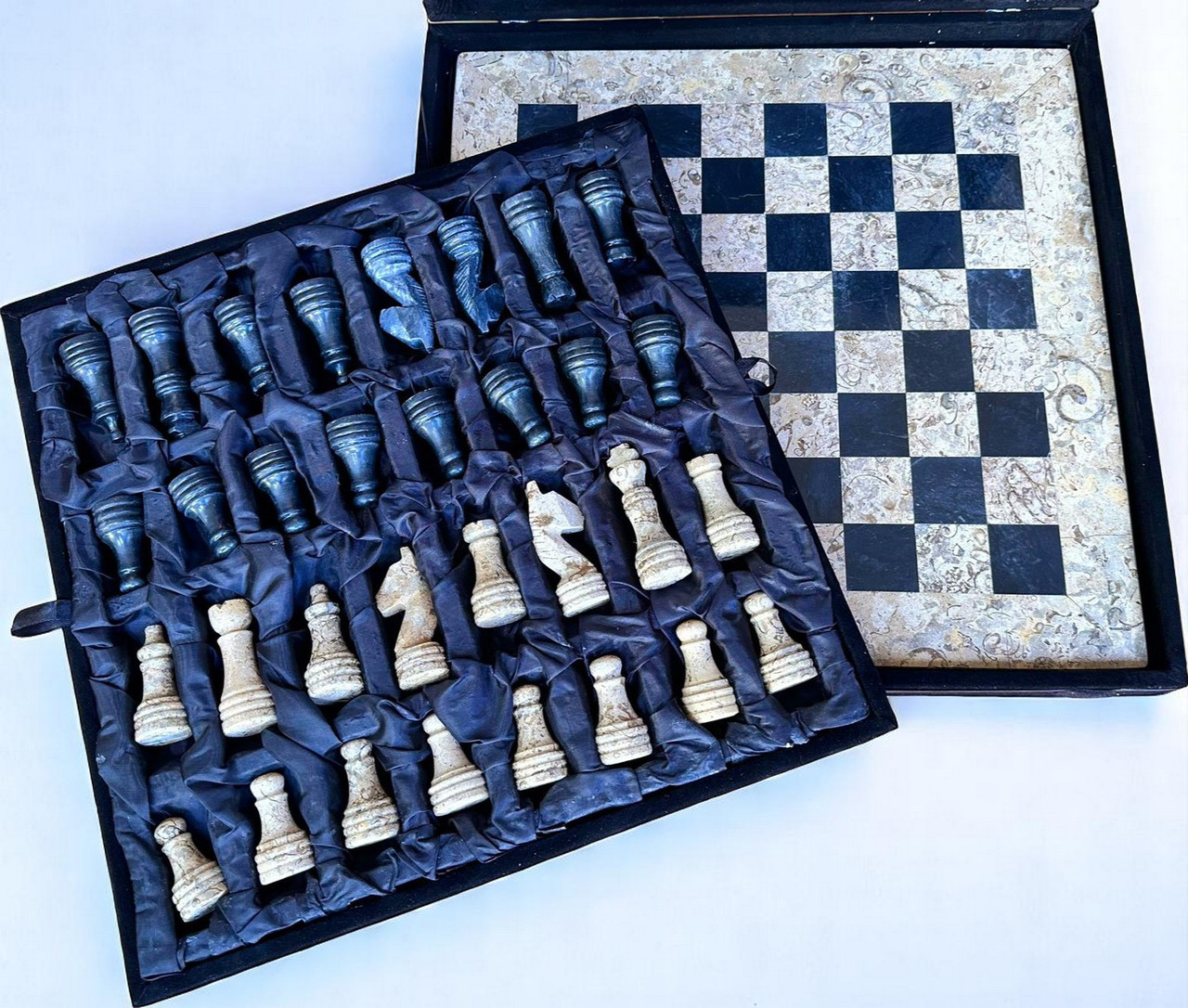 Fossil & Black Marble Chess Set 15
