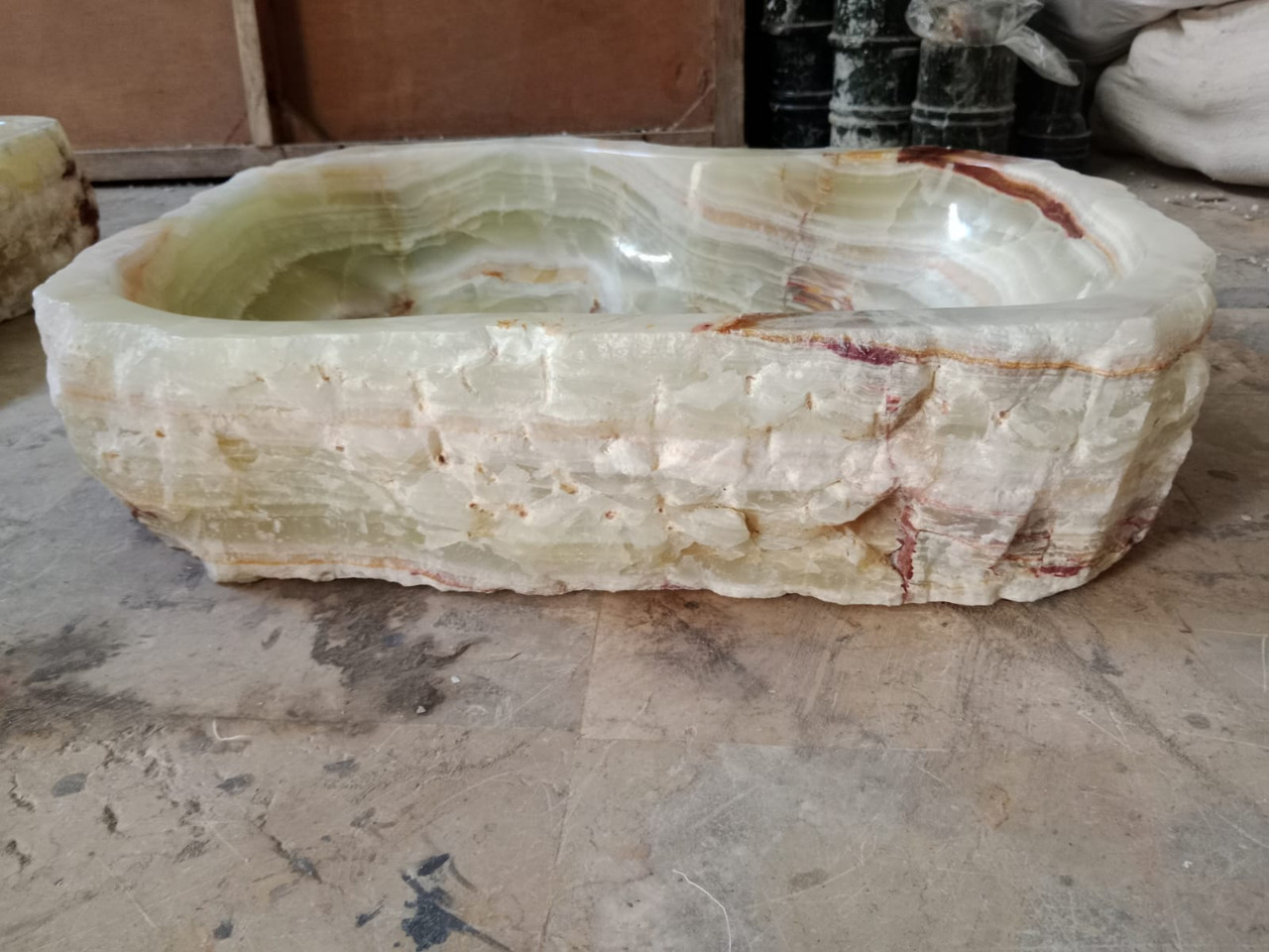 Pale Green Onyx Countertop Sink - Chiselled Edge – view 4