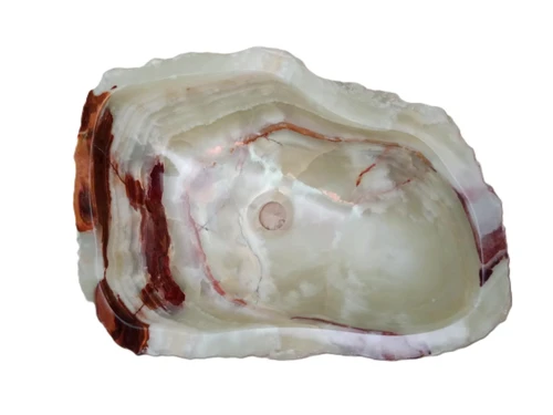 Green and Red Onyx Washbasin - Rustic Edge