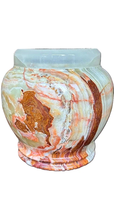 Large Adult Cremation Ash Urn. Marble Urn Carved from Onyx Stone Outdoor compatible