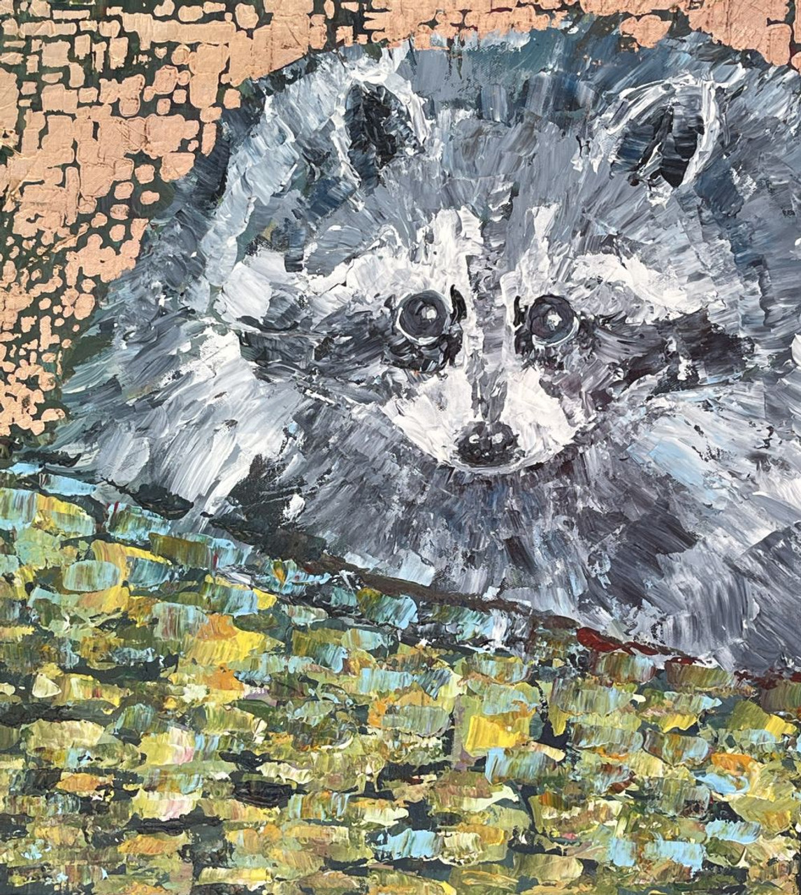 Raccoon Icon Violaart - acrylic on canvas, unframed, 24”x24”