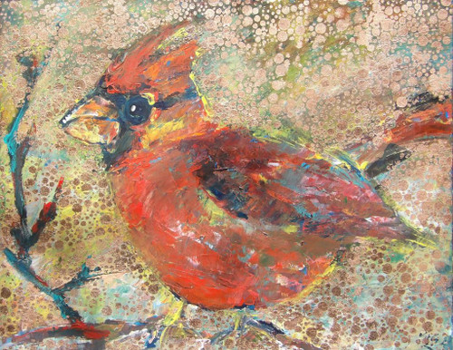 Cardinal Icon Violaart- acrylic on canvas