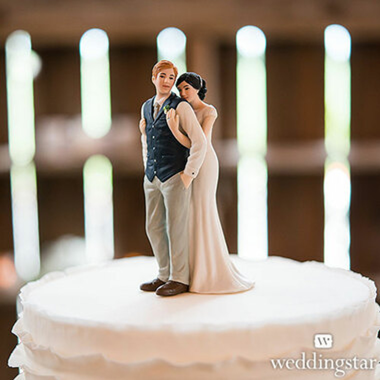 Brunette Bride & Groom Wedding Cake Topper | Party City