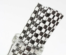 Black Checkered Paper Straws ( 25 pc )*