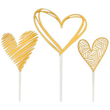 Gold Hearts Cake Topper (3 pc)