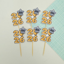Grad 2026 Balloon Cupcake Toppers (6pc)