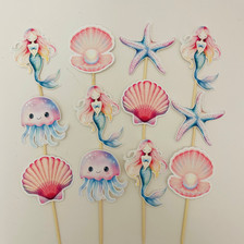 Mermaid & Shells Cupcake Toppers (12pc)