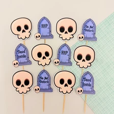 Skulls & Tombstones Toppers (12pc)