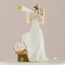 #1 Fan Cheering Bride Wedding Cake Topper