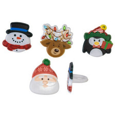 Holiday Icon Assorted Cake and Cupcake Toppers Rings ( 8 pc )