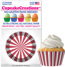 Red & White Stripe Cupcake Liners ( 32 pc )