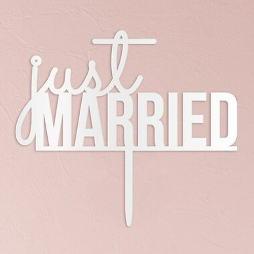 "Just Married" Wedding Cake Topper Acrylic White
