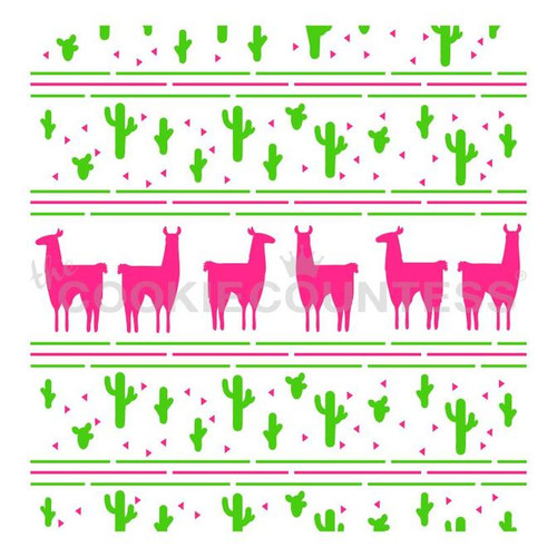 Llama and Cacti Cookie Stencil