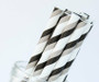 Black & Grey Striped Paper Straws ( 25 pc )*