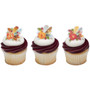 Flower & Feather Cake or Cupcake Toppers (6pc)