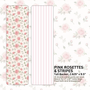 Pink Rosettes & Stripes Tall Backers - 9.5" x 2.625" (15pc)