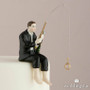 ''Hooked on Love'' Groom Wedding Cake Topper