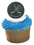 Hockey Puck Cake or Cupcake Topper ( 6 pc )