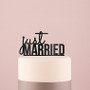 "Just Married" Wedding Cake Topper Acrylic Black