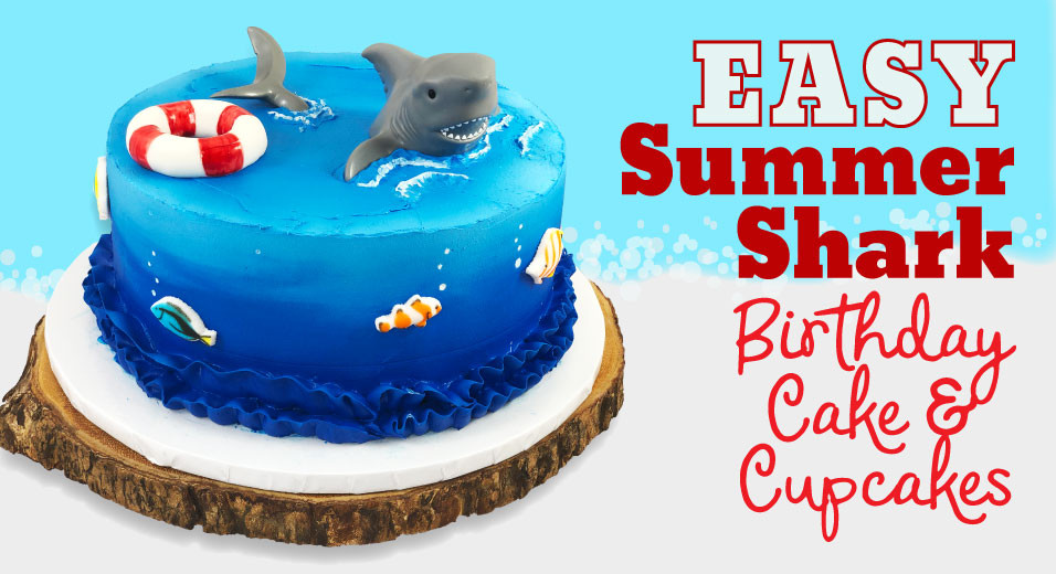 Easy Shark Theme Birthday Cake & Cupcakes - Scoop-N-Save