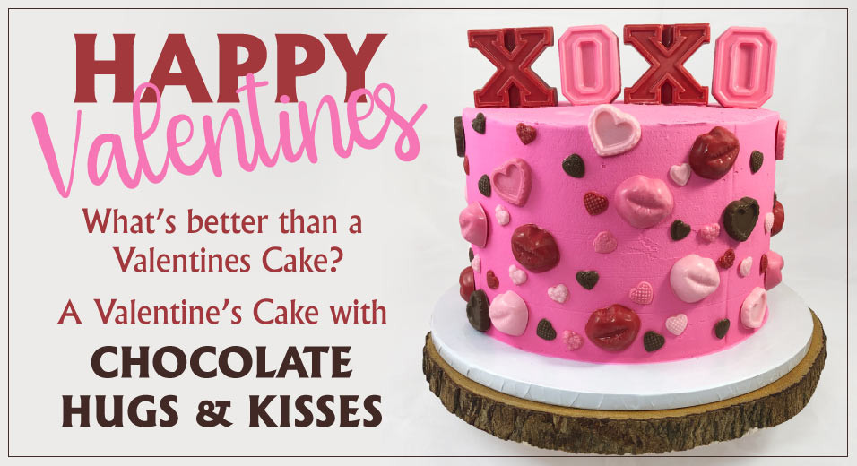 Valentines Cake with Chocolate Decorations