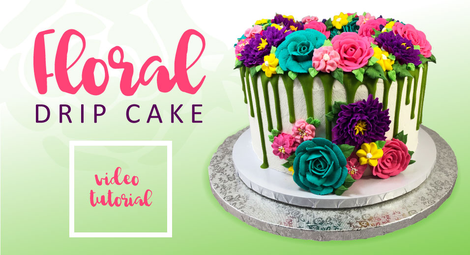 Floral Drip Cake Tutorial with Piped Icing Flowers ScoopNSave