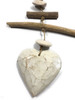 Driftwood Garland Heart w/ White Stone 12" White | #lis3100630w