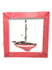 Decorative Framed Sailboat 16" X 16" - Red Nautical Decor | #Ort1702440r