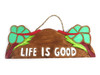 Life Is good w/ Hibiscus Wooden Sign 11" X 4.5" - Turquoise | #snd25107t