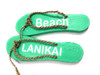 Pair Of Wooden Slippers "Lanikai Beach" Hanging Sign 8" - Mint | #snd25093