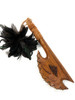 Single Axe Fijian Club 16 inch w/ Shark Teeth & Black Feathers - Acacia Wood | #bla606240stb