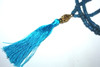 Tassel Necklace Blue Glass Beads Buddha Silver Tone Jewelry | #cik3606b