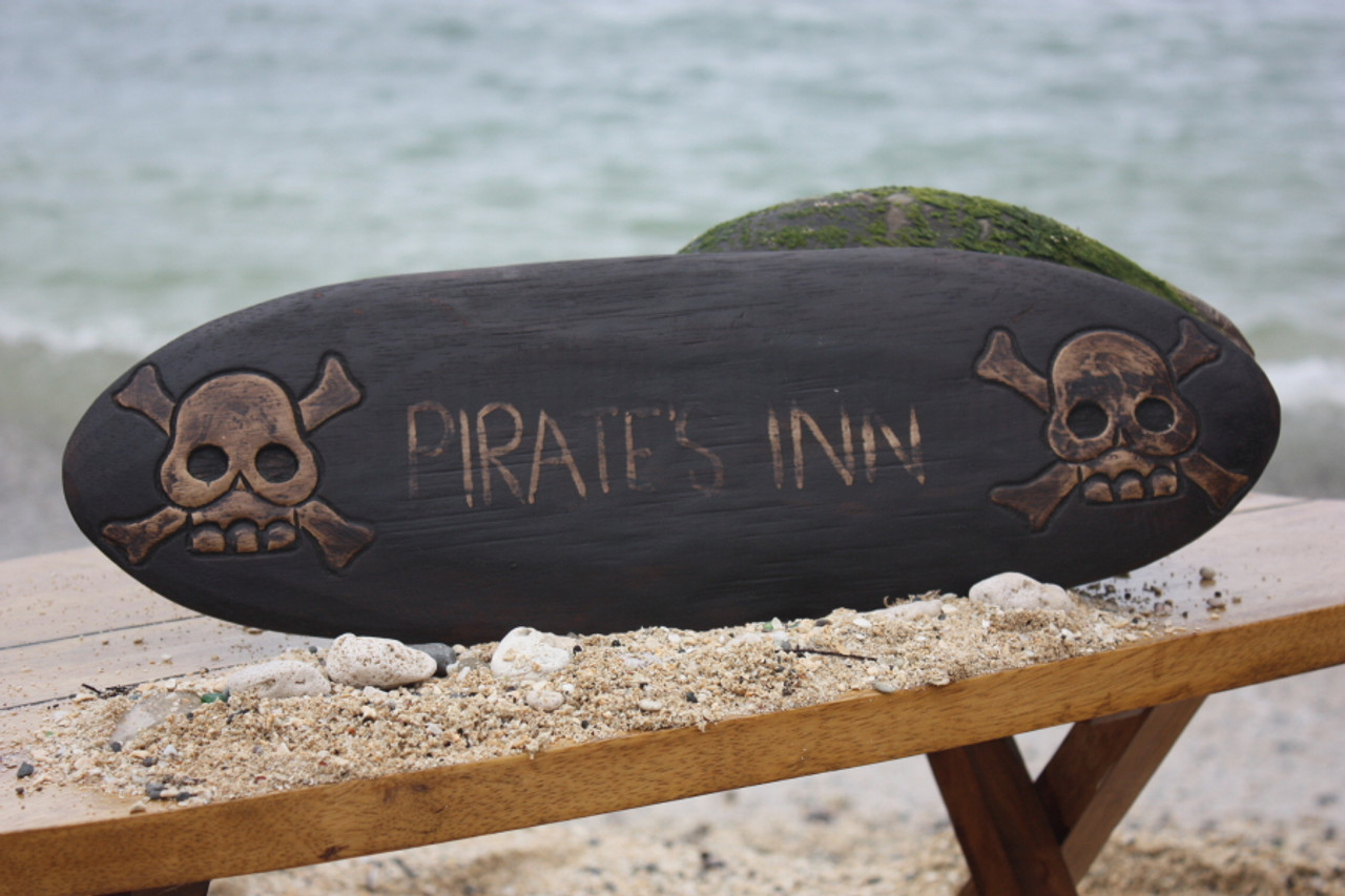 Pirate's Inn Sign 20 - Pirate Decor - Hand Carved | #kng2101050