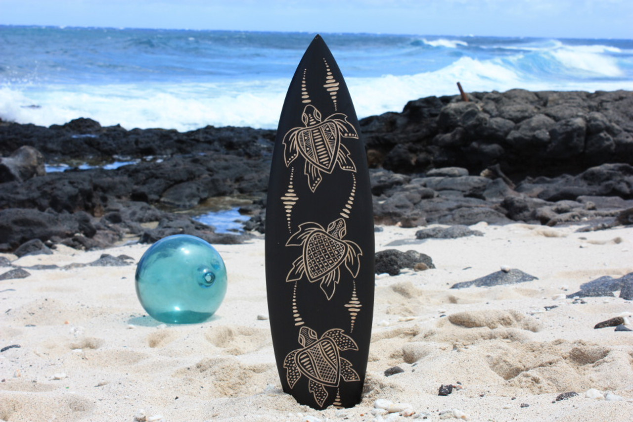 Wooden Surfboard w/ Turtle Ohana 30