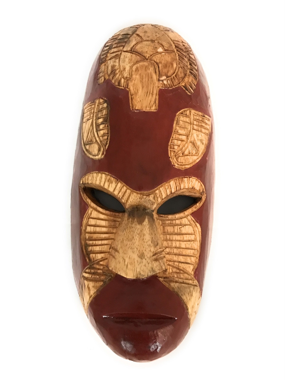 Fijian Tiki Mask w/ Carved Turtle - 12