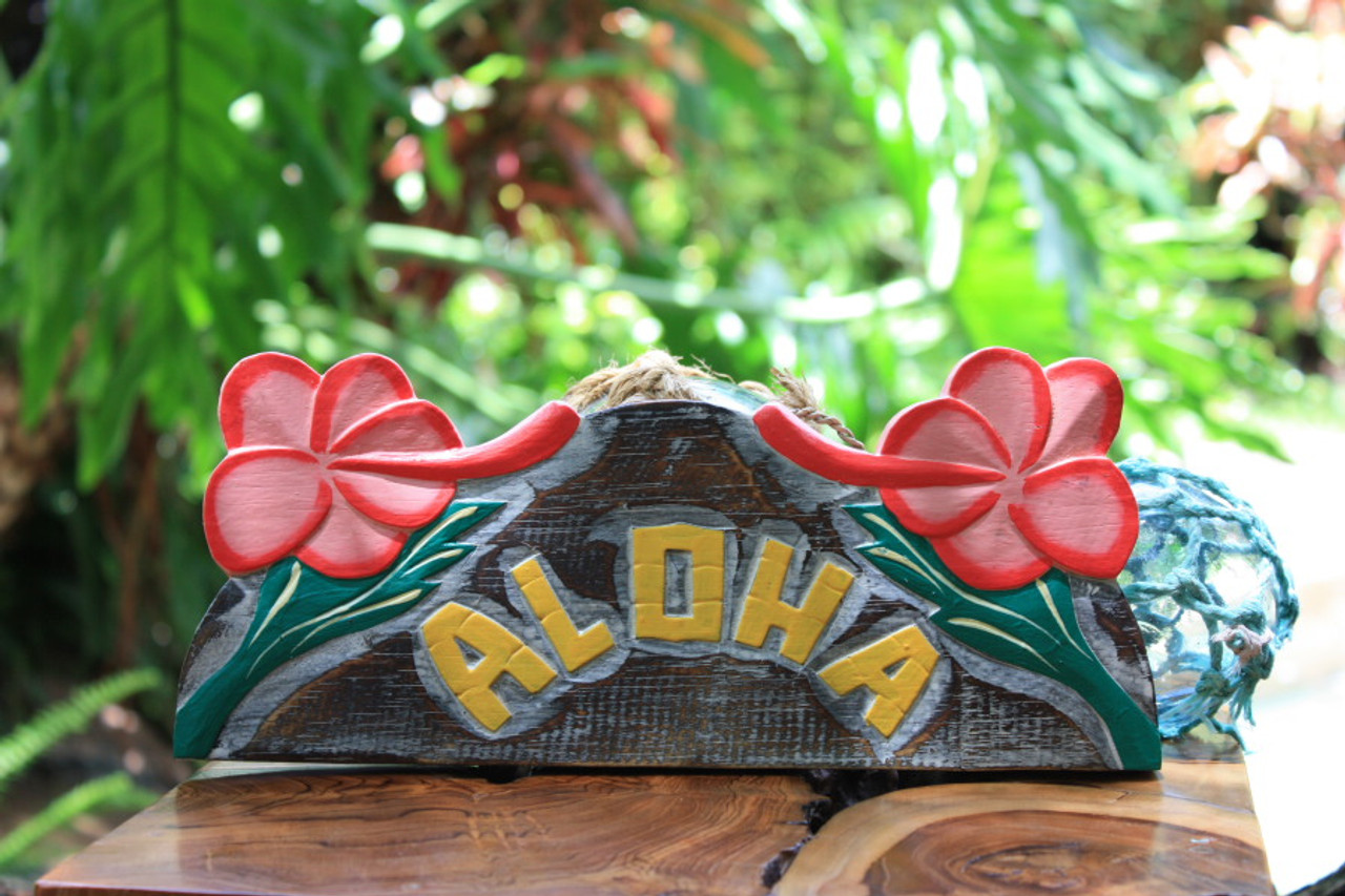 Aloha Sign with Hibiscus Flowers 10 - Hawaiian Decor | #smd2503728