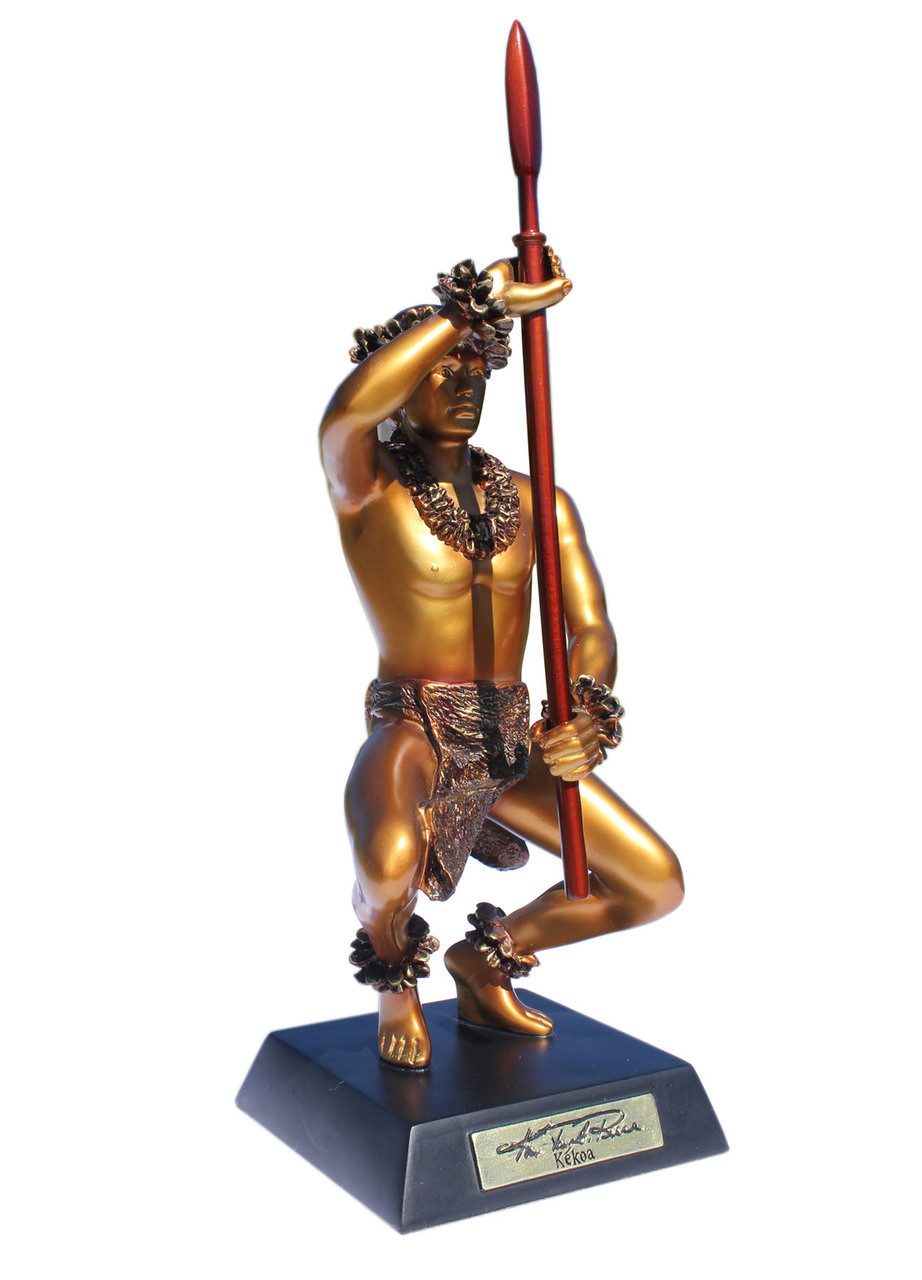希少★キム テイラー リース スタチュー pohakea - STATUE 銅像 Kekoa Hawaiian Spear Hula Dancer Statue - Kim Taylor Reece