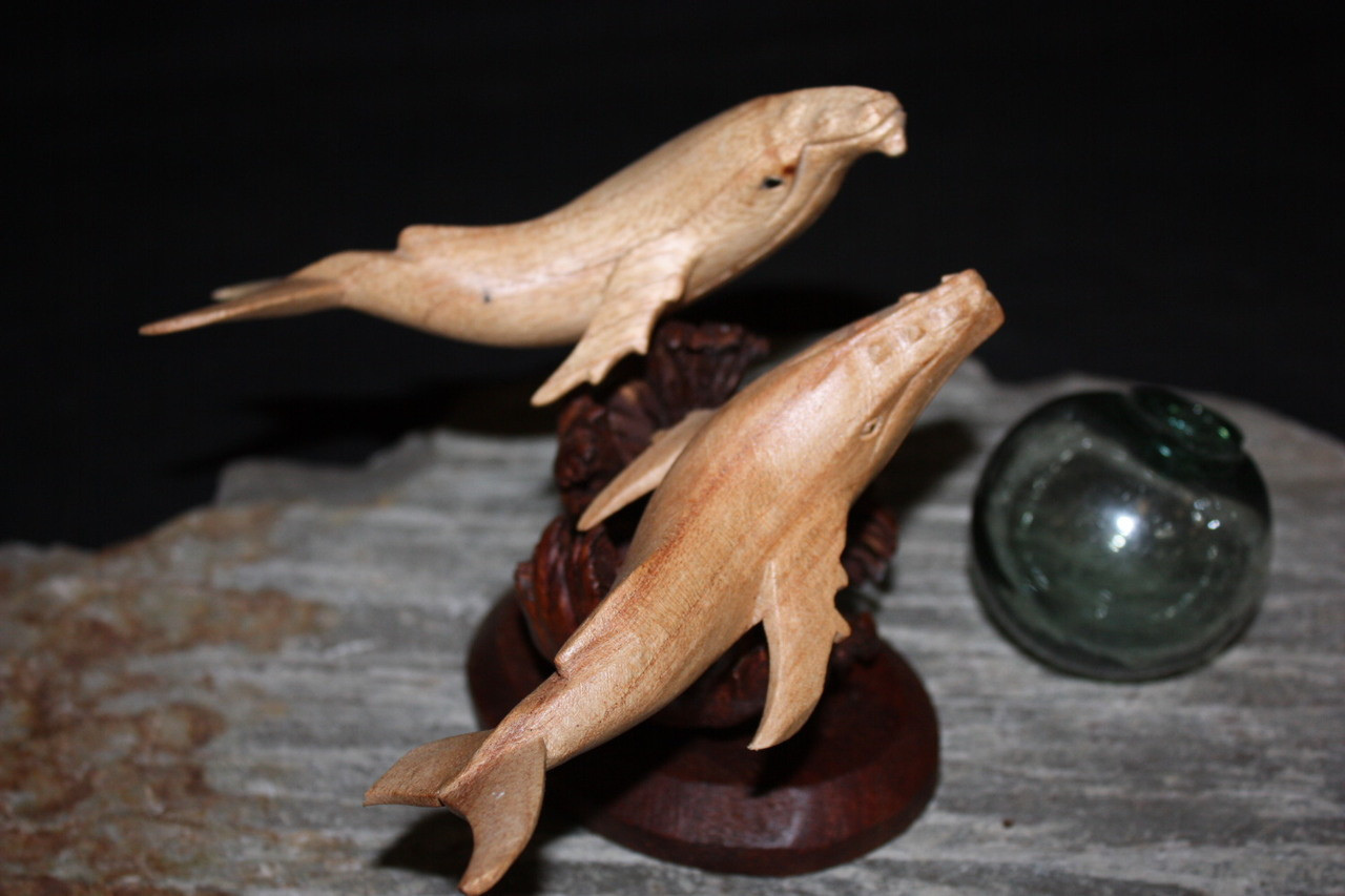 Swimming Humpback Whales w/ Driftwood Base 6