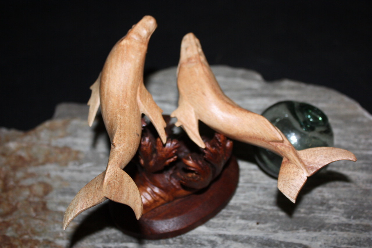 Swimming Humpback Whales w/ Driftwood Base 6