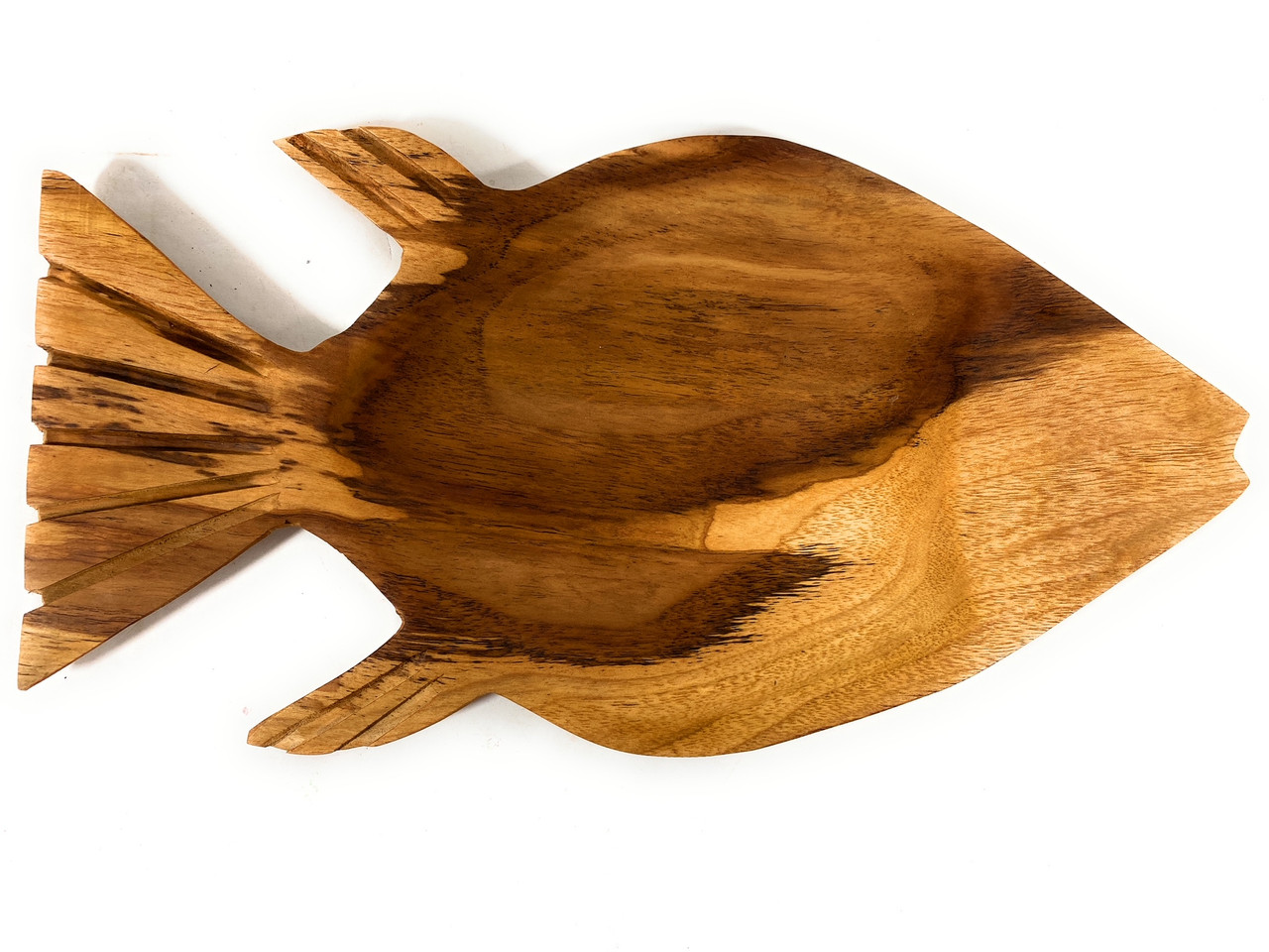 Elegant Fish Plate 15 in X 7.5 in X 1 in Teak Root Wood