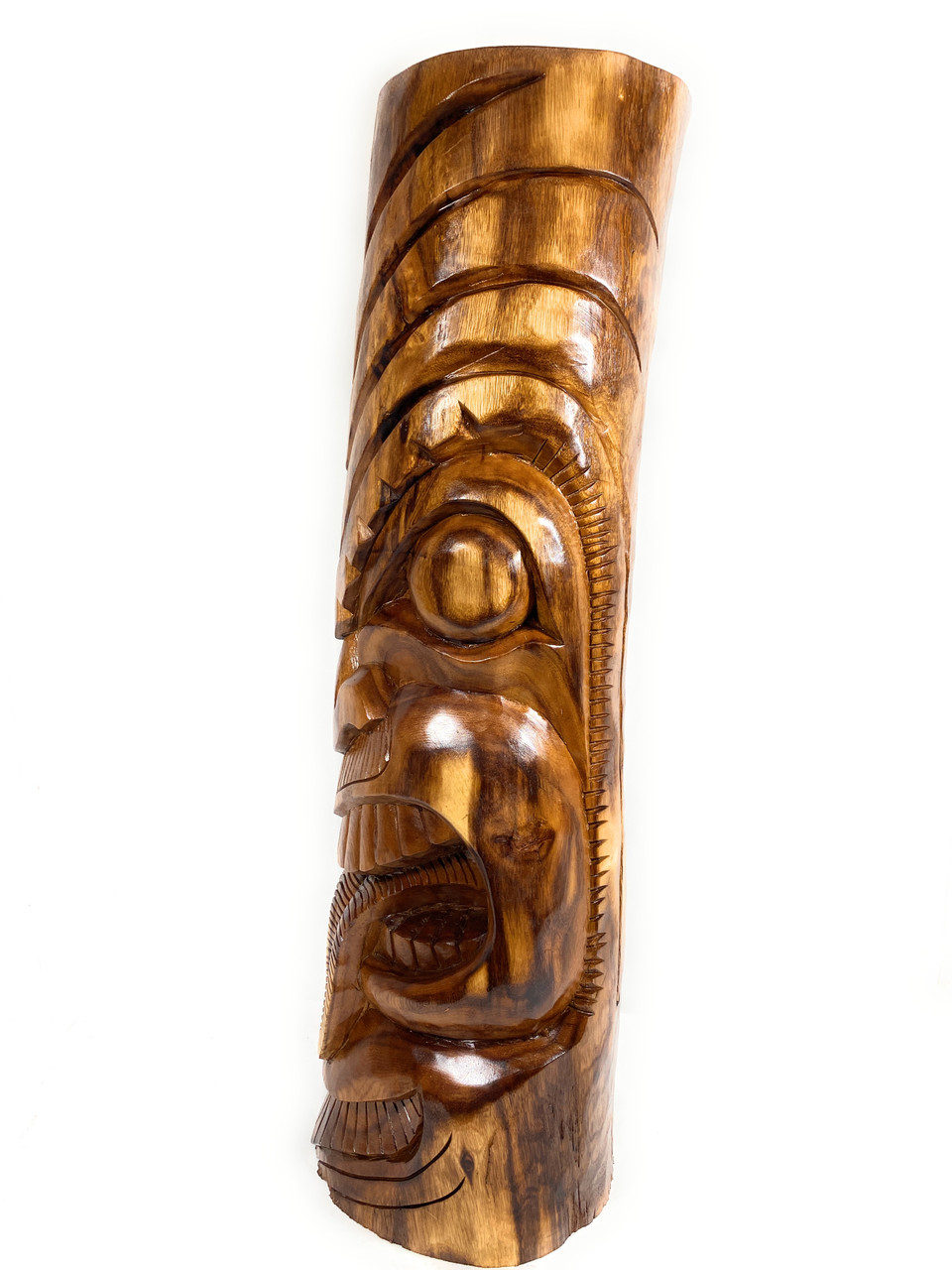 Premium Warrior Tiki Totem 40 inch - Deep Carving Hawaii Museum